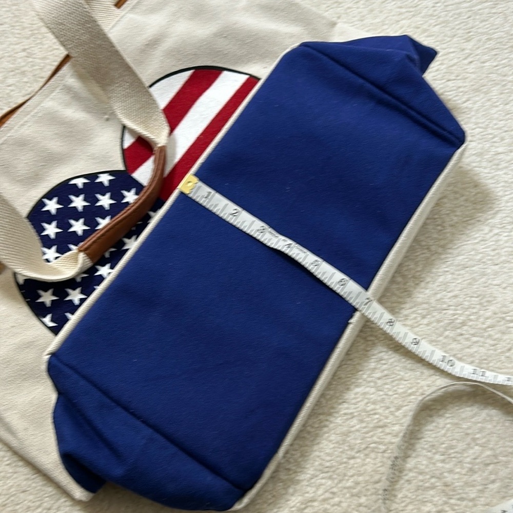 NWT, Happy Life Canvas flag heart tote bag Lg 18”X 15” - Picture 10 of 12